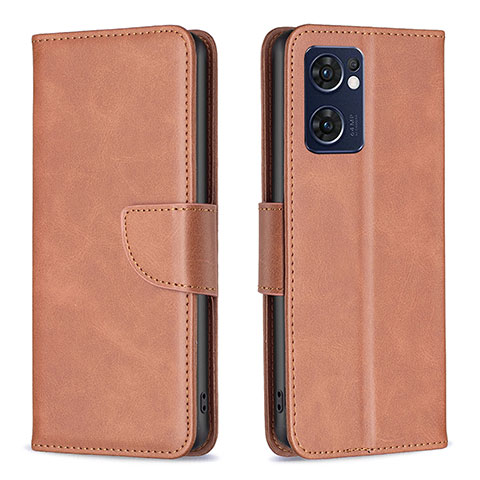 Funda de Cuero Cartera con Soporte Carcasa B04F para Oppo Reno7 5G Marron