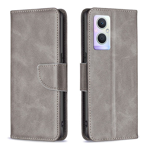 Funda de Cuero Cartera con Soporte Carcasa B04F para Oppo Reno8 Z 5G Gris