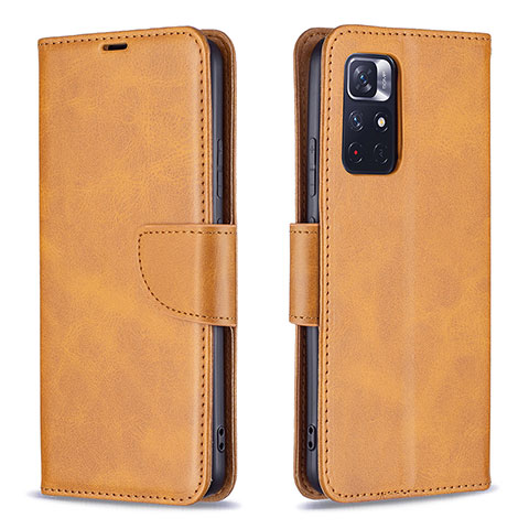 Funda de Cuero Cartera con Soporte Carcasa B04F para Xiaomi Redmi Note 11S 5G Marron Claro