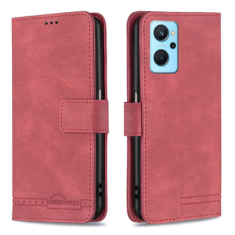 Funda de Cuero Cartera con Soporte Carcasa B05F para Realme 9i 4G Rojo