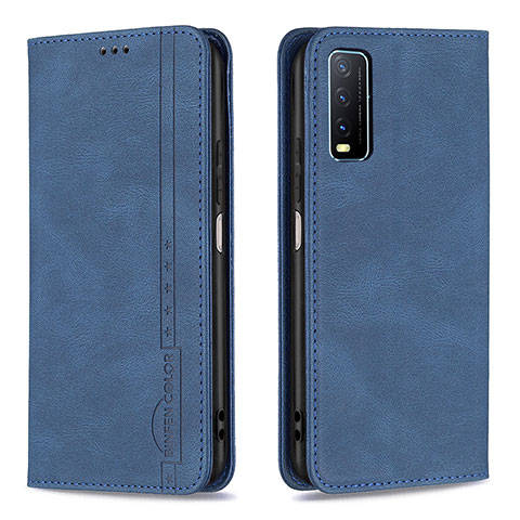 Funda de Cuero Cartera con Soporte Carcasa B05F para Vivo Y20 Azul