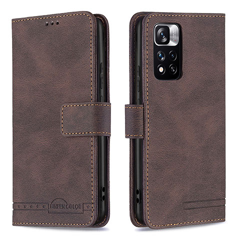 Funda de Cuero Cartera con Soporte Carcasa B05F para Xiaomi Poco X4 NFC Marron