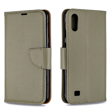 Funda de Cuero Cartera con Soporte Carcasa B06F para Samsung Galaxy M10 Gris