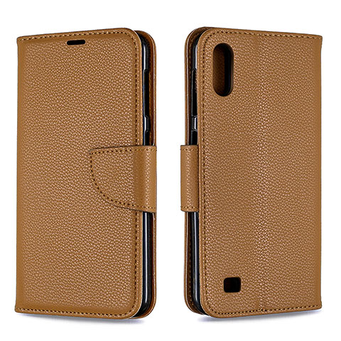 Funda de Cuero Cartera con Soporte Carcasa B06F para Samsung Galaxy M10 Marron