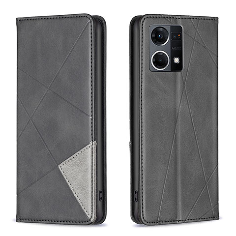 Funda de Cuero Cartera con Soporte Carcasa B07F para Oppo F21s Pro 4G Negro