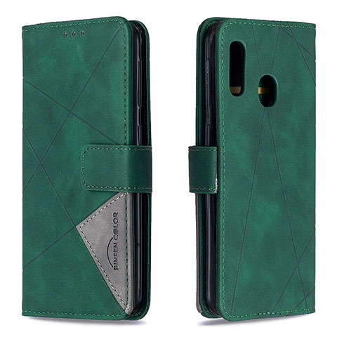 Funda de Cuero Cartera con Soporte Carcasa B08F para Samsung Galaxy A20e Verde