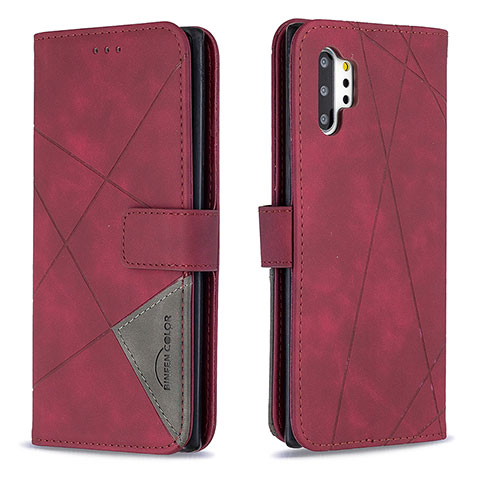 Funda de Cuero Cartera con Soporte Carcasa B08F para Samsung Galaxy Note 10 Plus 5G Rojo