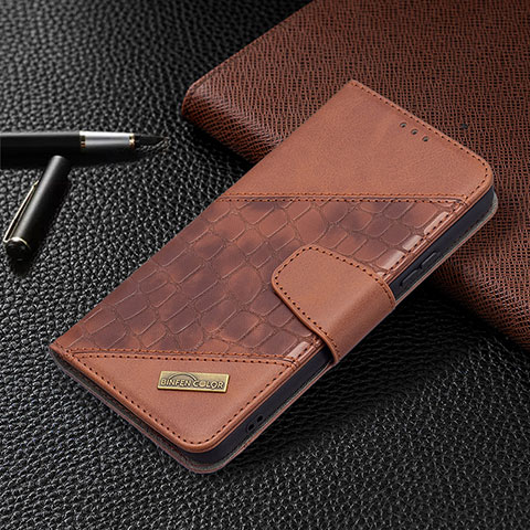 Funda de Cuero Cartera con Soporte Carcasa B08F para Samsung Galaxy S21 Plus 5G Marron