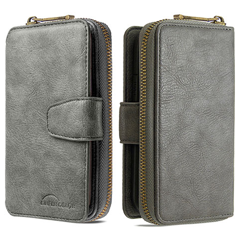 Funda de Cuero Cartera con Soporte Carcasa B10F para Samsung Galaxy A70E Gris