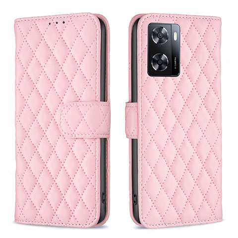 Funda de Cuero Cartera con Soporte Carcasa B11F para Oppo A77 4G Oro Rosa