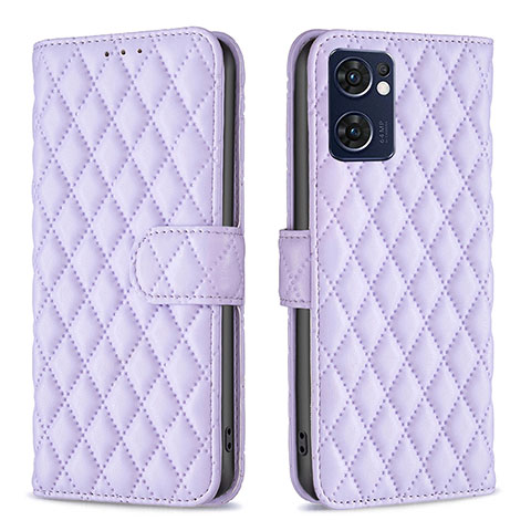 Funda de Cuero Cartera con Soporte Carcasa B11F para Oppo Reno7 5G Morado