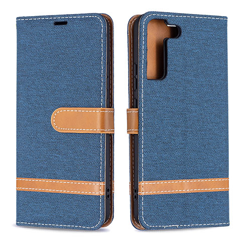 Funda de Cuero Cartera con Soporte Carcasa B11F para Samsung Galaxy S21 5G Azul Real