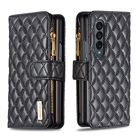 Funda de Cuero Cartera con Soporte Carcasa B12F para Samsung Galaxy Z Fold4 5G Negro