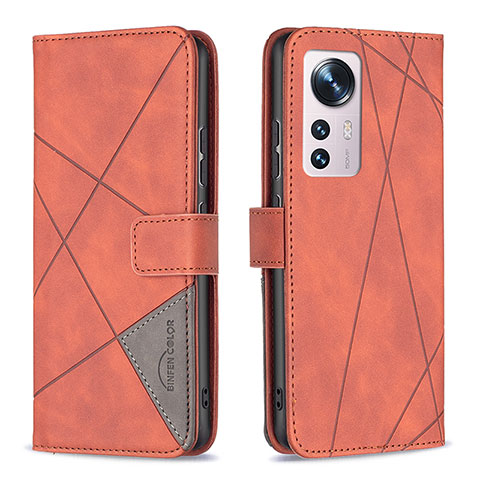 Funda de Cuero Cartera con Soporte Carcasa B12F para Xiaomi Mi 12 Pro 5G Naranja