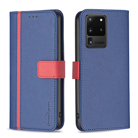 Funda de Cuero Cartera con Soporte Carcasa B13F para Samsung Galaxy S20 Ultra 5G Azul