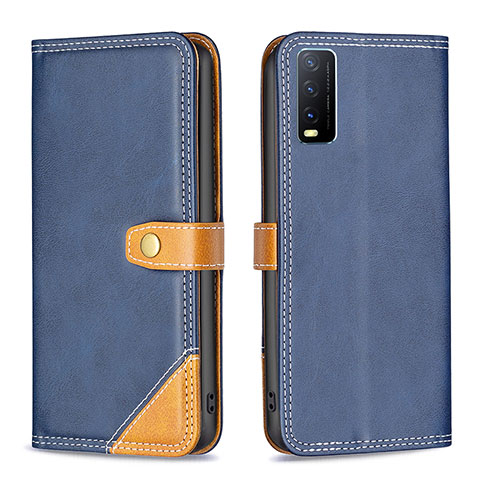 Funda de Cuero Cartera con Soporte Carcasa B14F para Vivo Y12s Azul