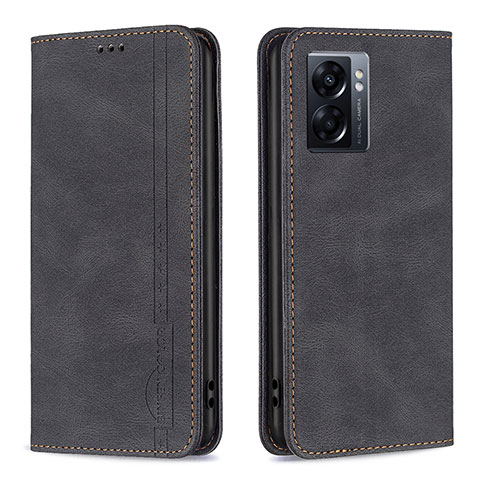 Funda de Cuero Cartera con Soporte Carcasa B15F para Oppo A56S 5G Negro