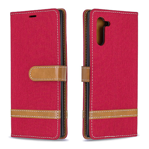 Funda de Cuero Cartera con Soporte Carcasa B16F para Samsung Galaxy Note 10 5G Rojo