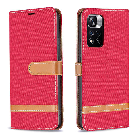 Funda de Cuero Cartera con Soporte Carcasa B16F para Xiaomi Poco X4 NFC Rojo