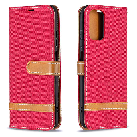Funda de Cuero Cartera con Soporte Carcasa B16F para Xiaomi Redmi Note 10 4G Rojo