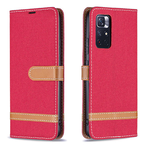 Funda de Cuero Cartera con Soporte Carcasa B16F para Xiaomi Redmi Note 11 5G Rojo