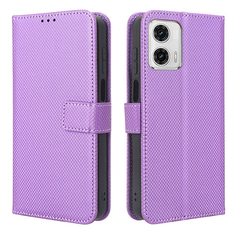 Funda de Cuero Cartera con Soporte Carcasa BY1 para Motorola Moto G53y 5G Morado