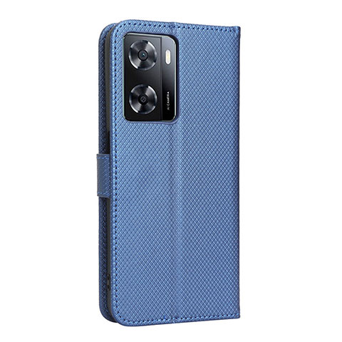 Funda de Cuero Cartera con Soporte Carcasa BY1 para Oppo A77 4G Azul