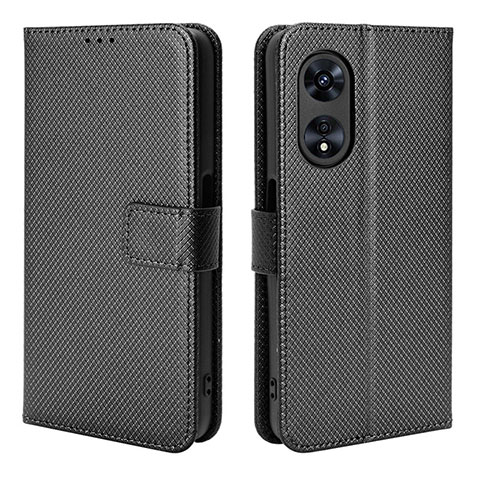 Funda de Cuero Cartera con Soporte Carcasa BY1 para Oppo A97 5G Negro