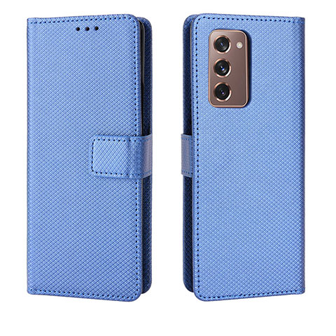 Funda de Cuero Cartera con Soporte Carcasa BY1 para Samsung Galaxy Z Fold2 5G Azul