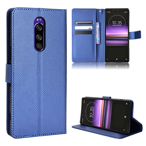 Funda de Cuero Cartera con Soporte Carcasa BY1 para Sony Xperia 1 Azul