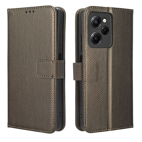 Funda de Cuero Cartera con Soporte Carcasa BY1 para Xiaomi Poco X5 Pro 5G Marron