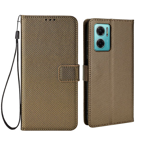 Funda de Cuero Cartera con Soporte Carcasa BY1 para Xiaomi Redmi 10 5G Marron