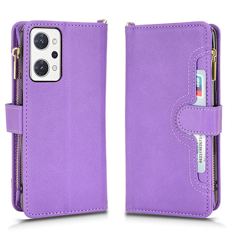 Funda de Cuero Cartera con Soporte Carcasa BY2 para Oppo Reno7 A Morado