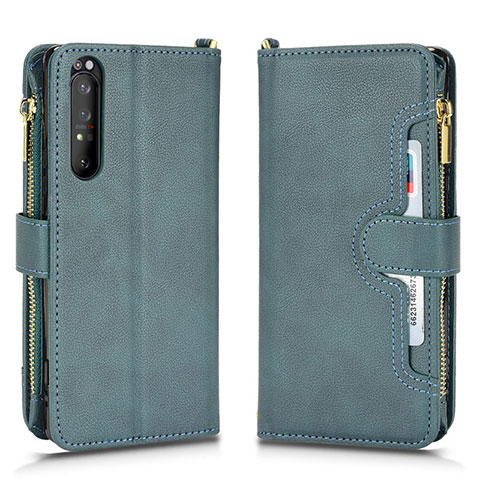 Funda de Cuero Cartera con Soporte Carcasa BY2 para Sony Xperia 1 II Verde