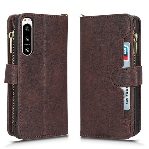 Funda de Cuero Cartera con Soporte Carcasa BY2 para Sony Xperia 5 IV Marron