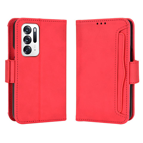 Funda de Cuero Cartera con Soporte Carcasa BY3 para Oppo Find N 5G Rojo