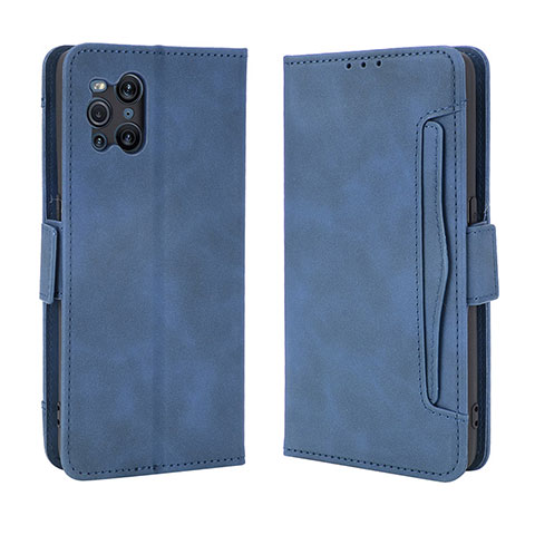 Funda de Cuero Cartera con Soporte Carcasa BY3 para Oppo Find X3 5G Azul