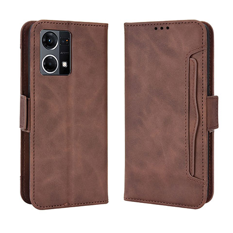 Funda de Cuero Cartera con Soporte Carcasa BY3 para Oppo Reno7 4G Marron