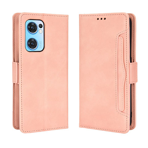 Funda de Cuero Cartera con Soporte Carcasa BY3 para Oppo Reno7 5G Rosa