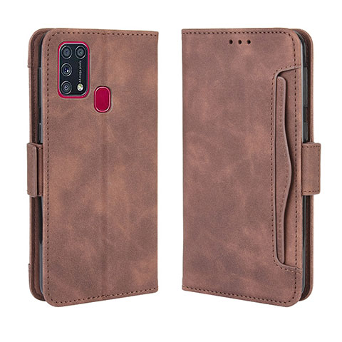 Funda de Cuero Cartera con Soporte Carcasa BY3 para Samsung Galaxy M21s Marron