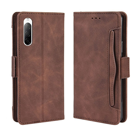 Funda de Cuero Cartera con Soporte Carcasa BY3 para Sony Xperia 10 II Marron