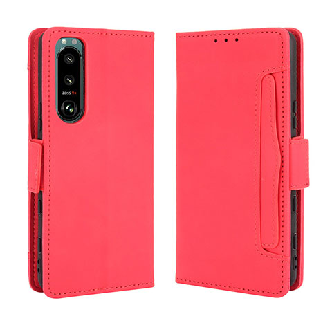 Funda de Cuero Cartera con Soporte Carcasa BY3 para Sony Xperia 5 III Rojo