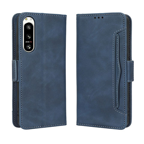 Funda de Cuero Cartera con Soporte Carcasa BY3 para Sony Xperia 5 IV Azul