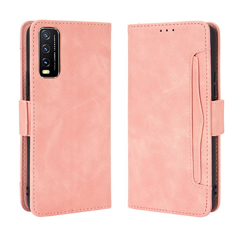 Funda de Cuero Cartera con Soporte Carcasa BY3 para Vivo Y12s Rosa