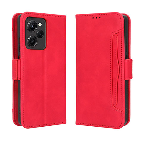 Funda de Cuero Cartera con Soporte Carcasa BY3 para Xiaomi Redmi Note 12 Pro Speed 5G Rojo