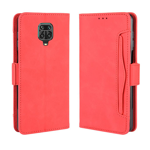 Funda de Cuero Cartera con Soporte Carcasa BY3 para Xiaomi Redmi Note 9 Pro Rojo