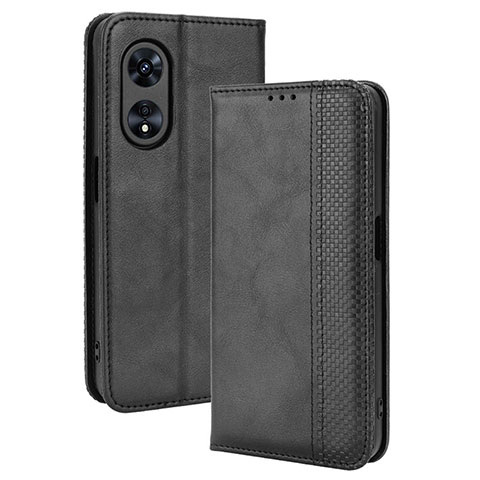 Funda de Cuero Cartera con Soporte Carcasa BY4 para Oppo A58x 5G Negro