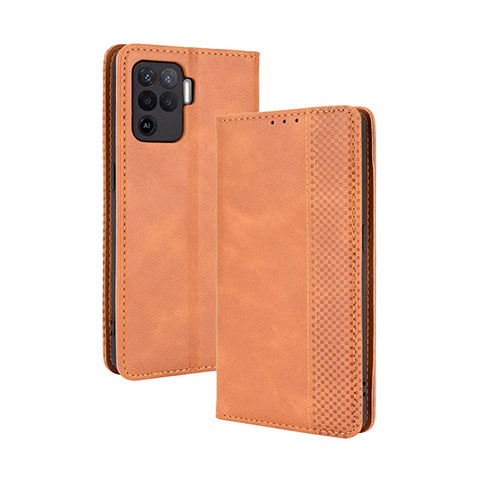 Funda de Cuero Cartera con Soporte Carcasa BY4 para Oppo A94 4G Marron