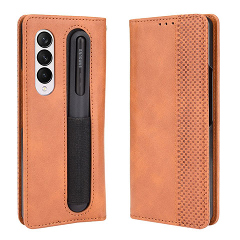 Funda de Cuero Cartera con Soporte Carcasa BY4 para Samsung Galaxy Z Fold3 5G Marron