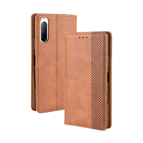 Funda de Cuero Cartera con Soporte Carcasa BY4 para Sony Xperia 10 II Marron